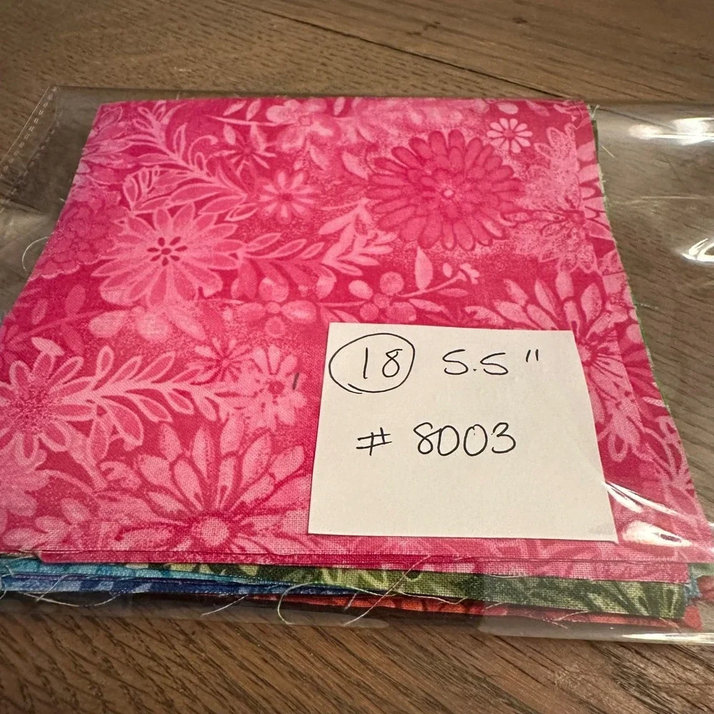 18pc Floral Batik Cotton Fabric Squares 5 Inch Charm Pack Quilting Assortment